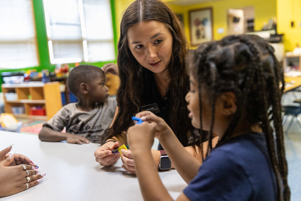 Teacher with students